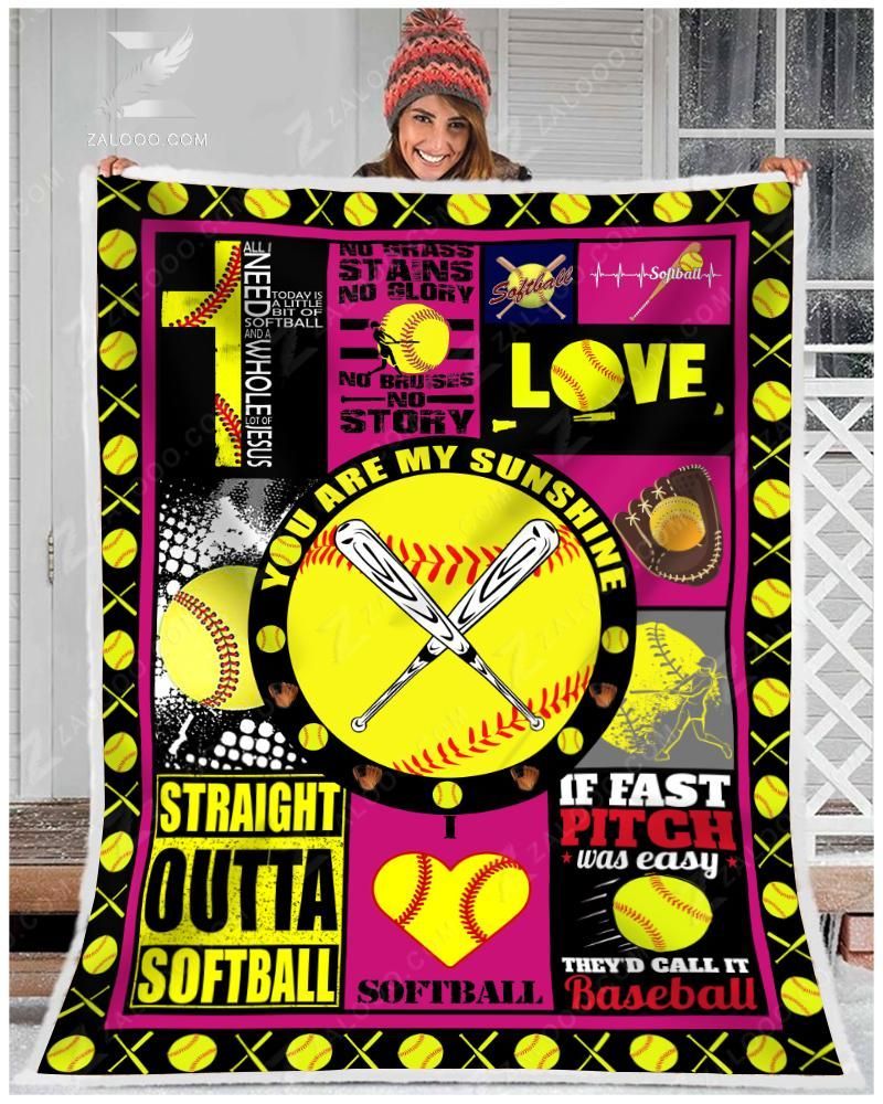 Softball You Are My Sunshine Sherpa Fleece Blanket