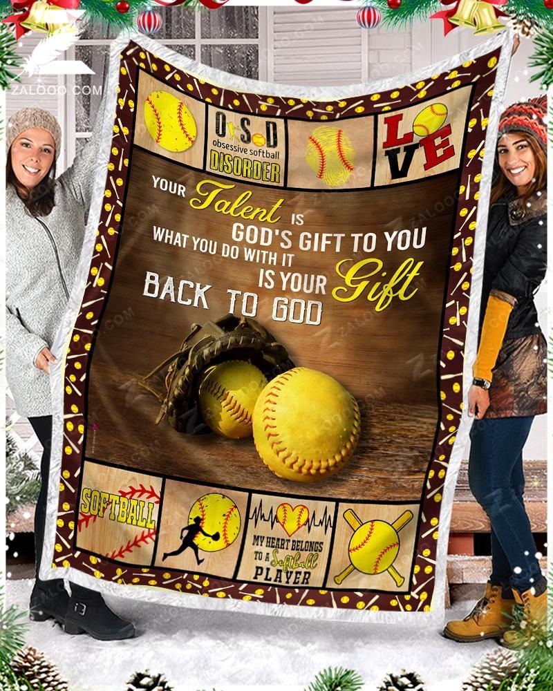 Softball Your Talent Is Gift Of God Sherpa Fleece Blanket