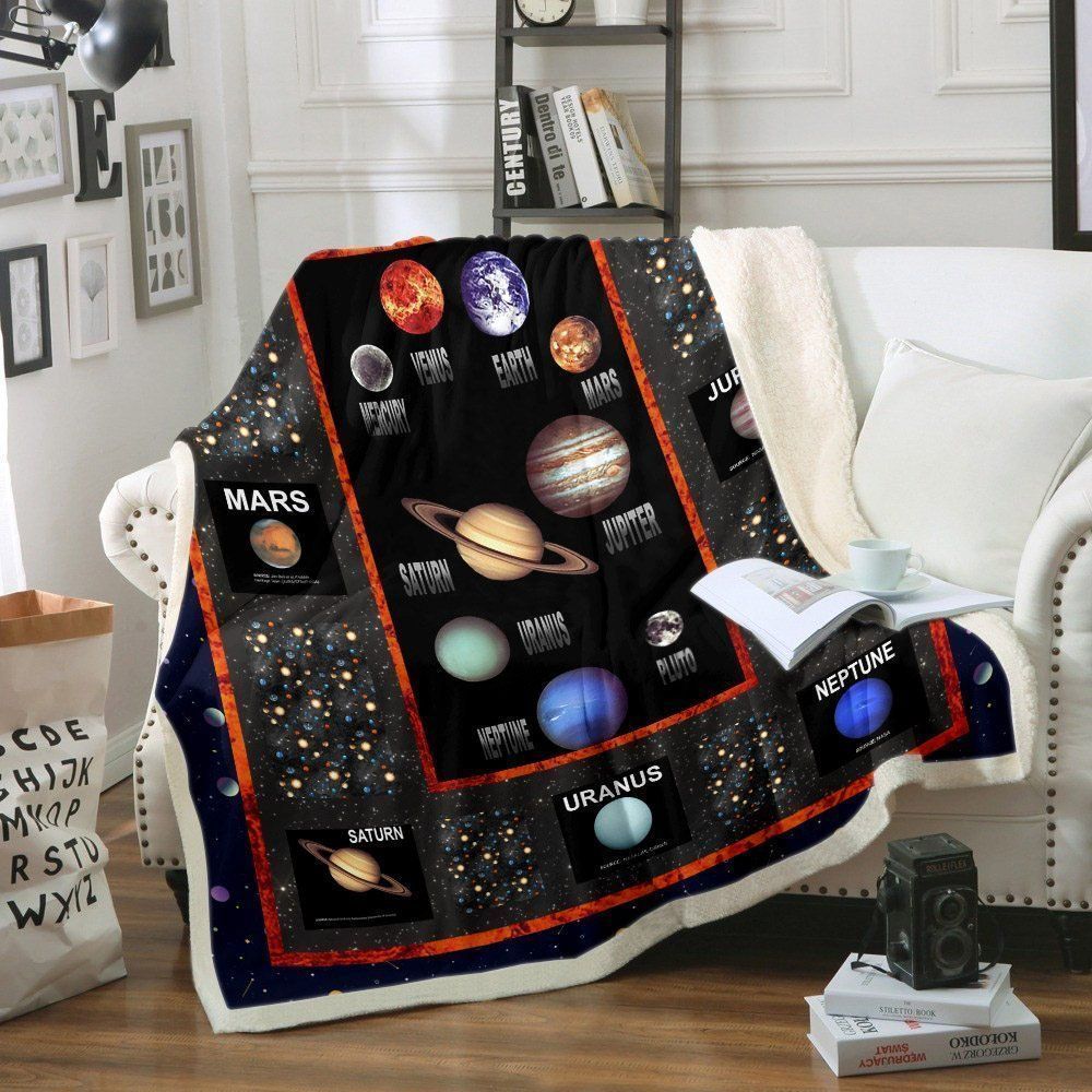 Solar System Sherpa Fleece Blanket