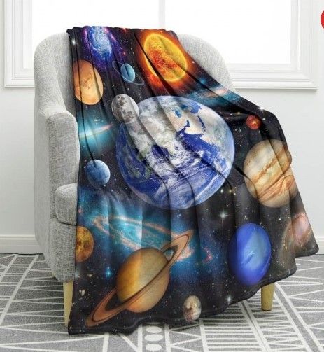Solar System Outer Space Educational Astronomy Sherpa Fleece Blanket