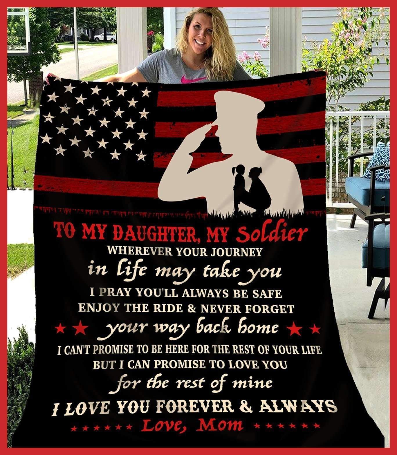 Soldier Daughter Wherever Your Journey In Life May Take You Love Mom Sherpa Fleece Blanket