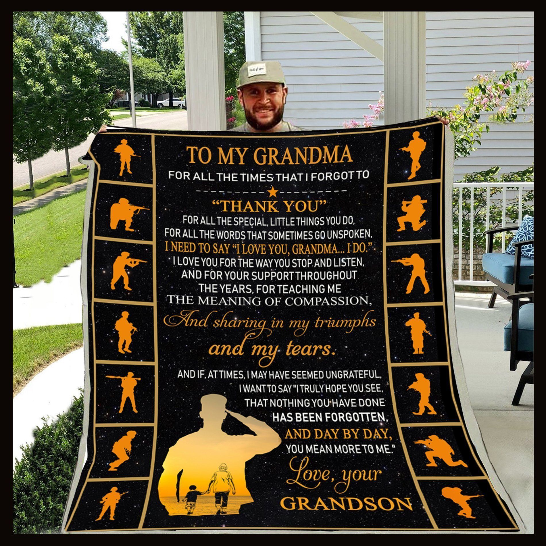Soldier Grandson To Grandma For All The Times Sherpa Fleece Blanket