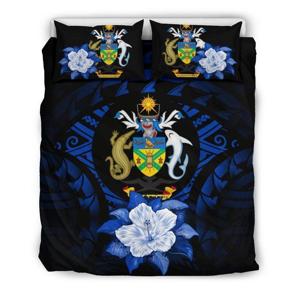 Solomon Island Dark Blue Hibiscus Bedding Set