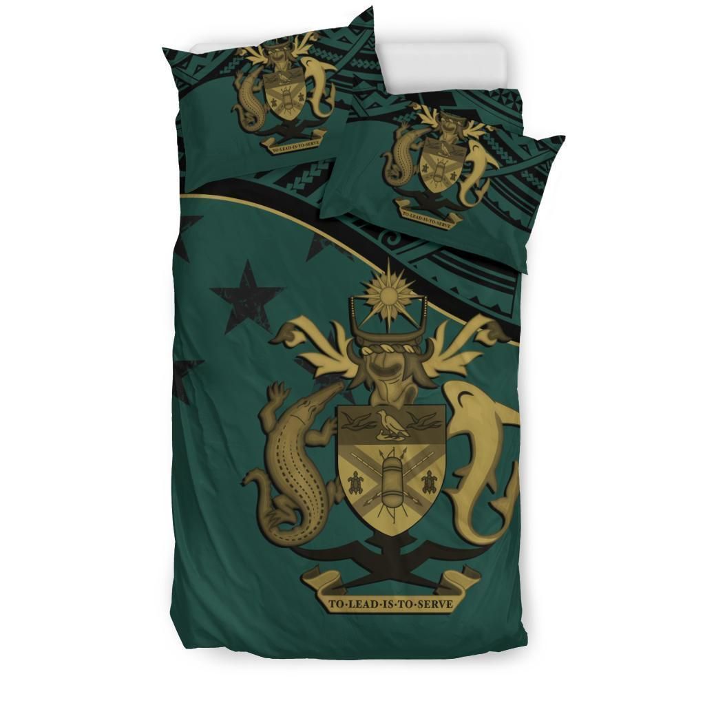 Solomon Island Green And Taupe Bedding Set