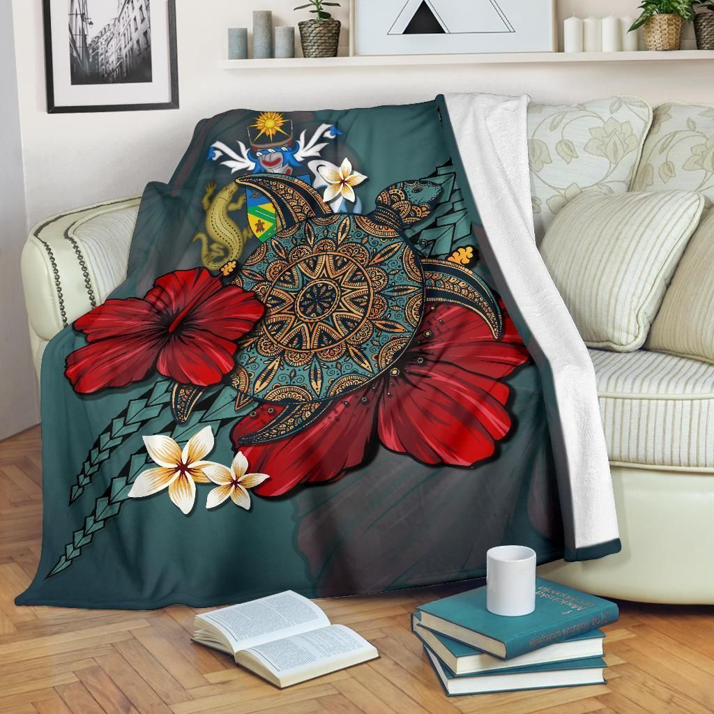 Solomon Islands Blue Turtle Tribal Sherpa Fleece Blanket