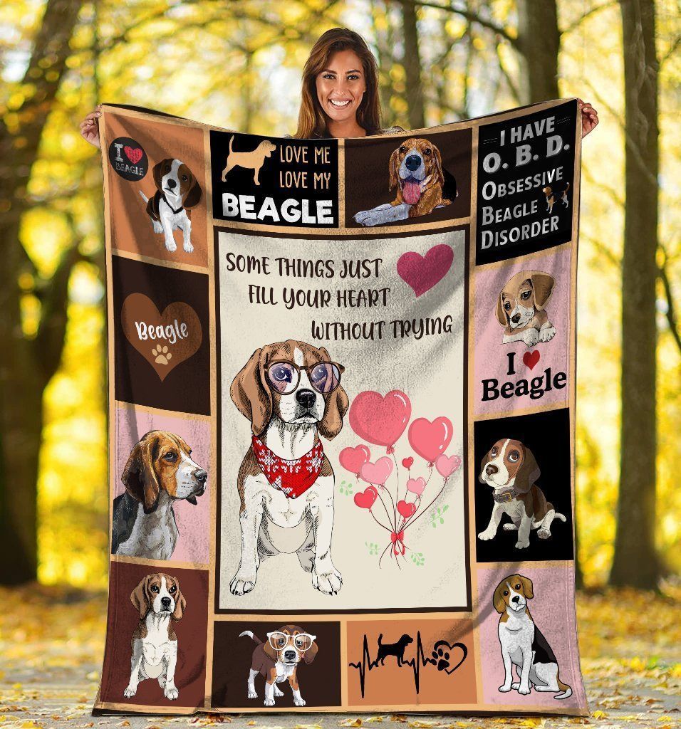 Some Things Just Fill Your Heart Without Trying Beagle Dog Fleece Blanket