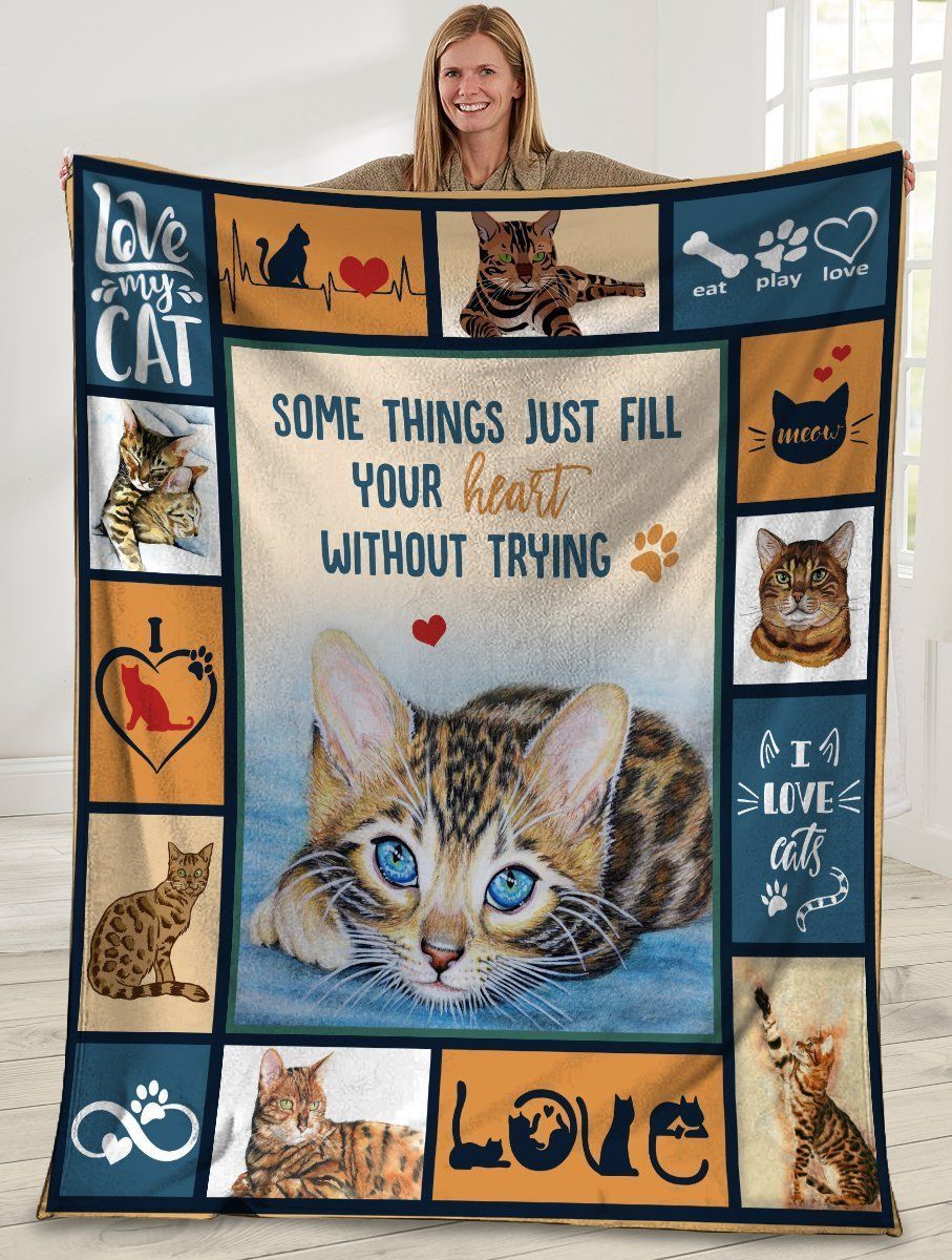 Some Things Just Fill Your Heart Without Trying Bengal Cat Fleece Blanket