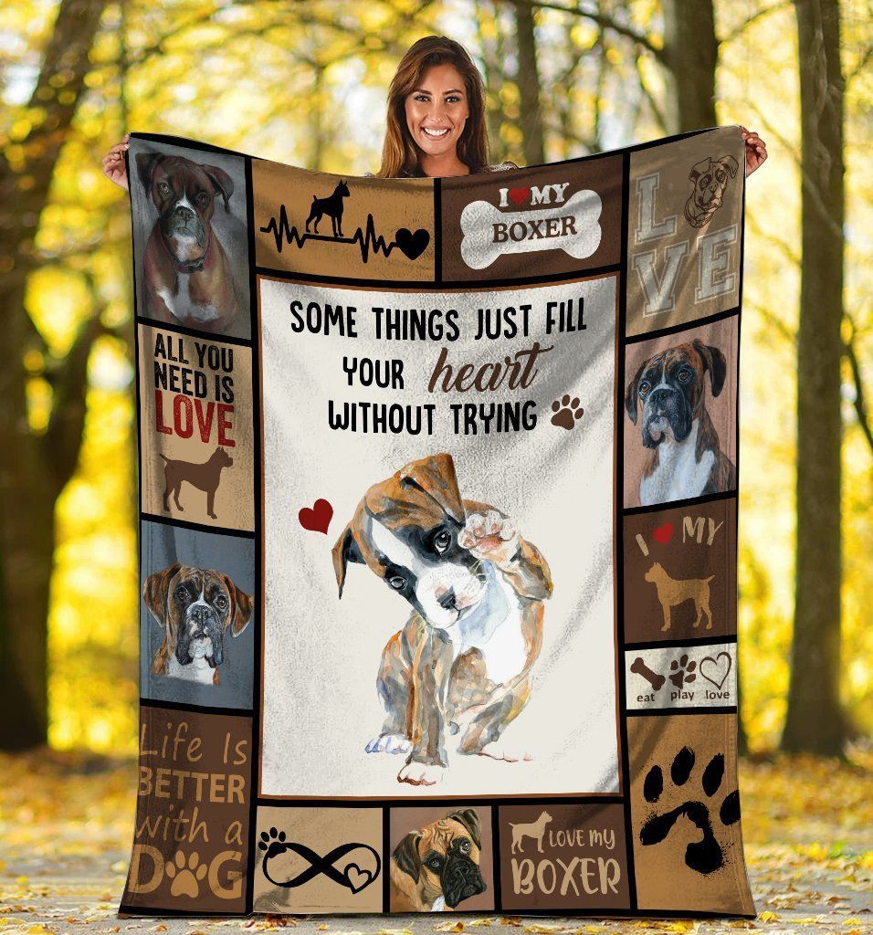 Some Things Just Fill Your Heart Without Trying Boxer Dog Fleece Blanket