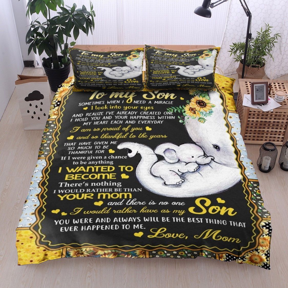 Son And Mom Elephant Bedding Set