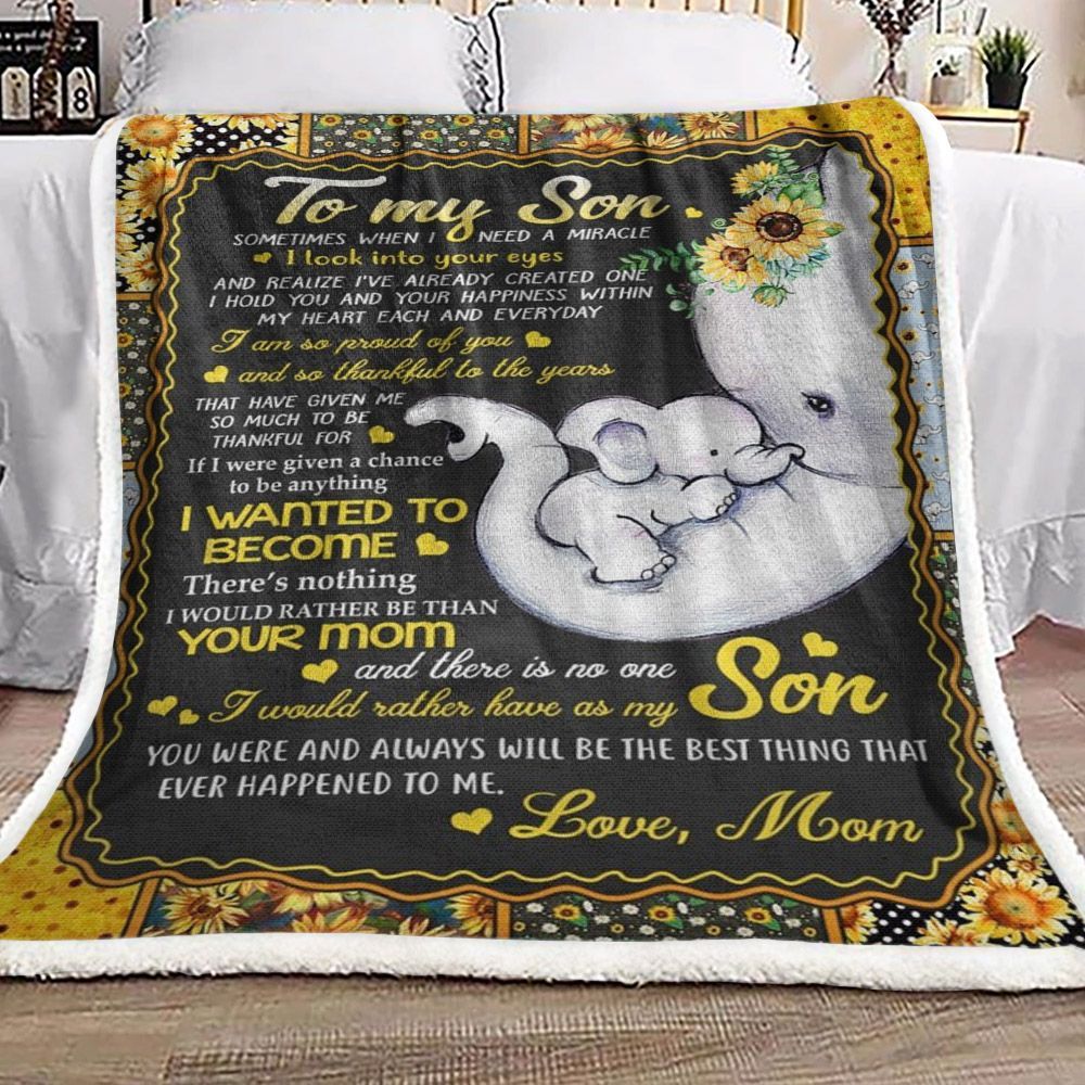 Son And Mom Elephant Sherpa Fleece Blanket