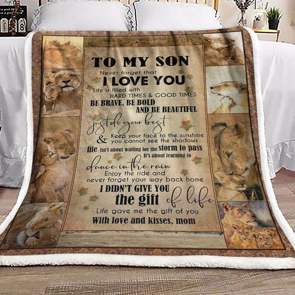 Son And Mom Lion Sherpa Fleece Blanket