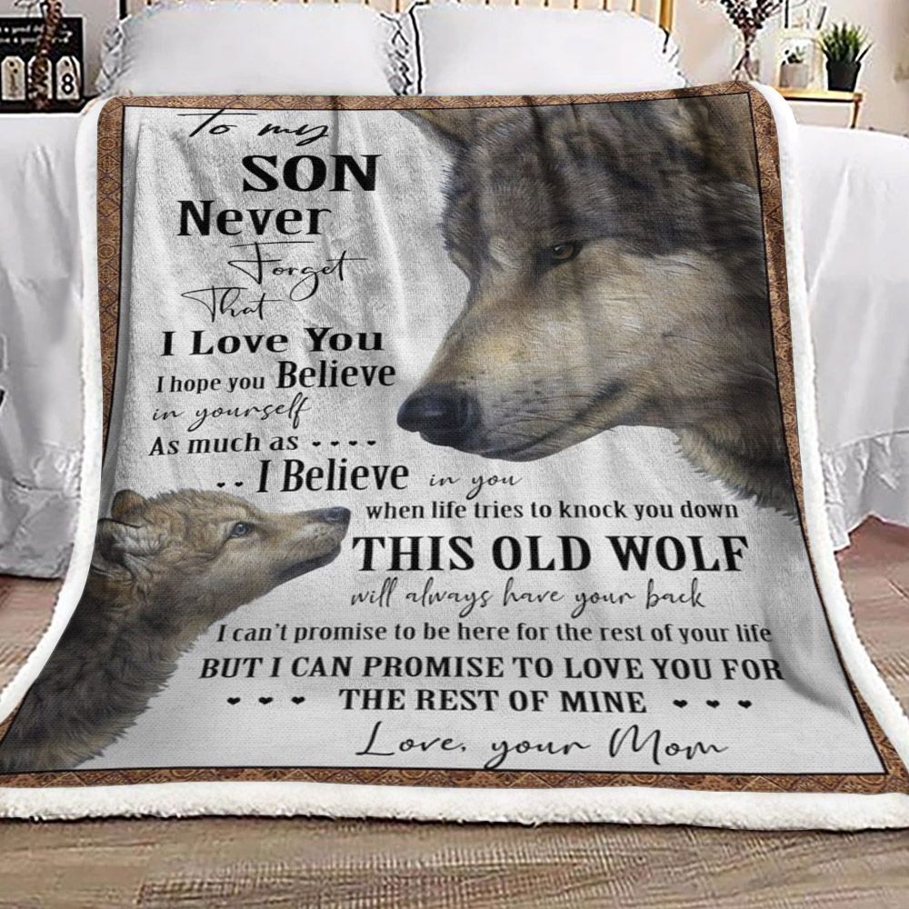 Son And Mom Wolf Sherpa Fleece Blanket