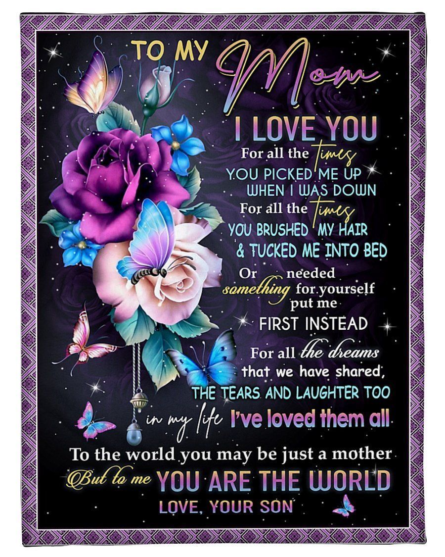Son Gift For Mom To Me You Are The World Fleece Blanket