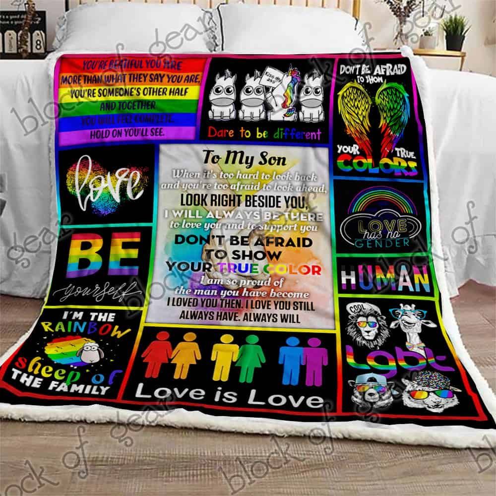 Son I Am So Proud Of You Pride Sherpa Fleece Blanket