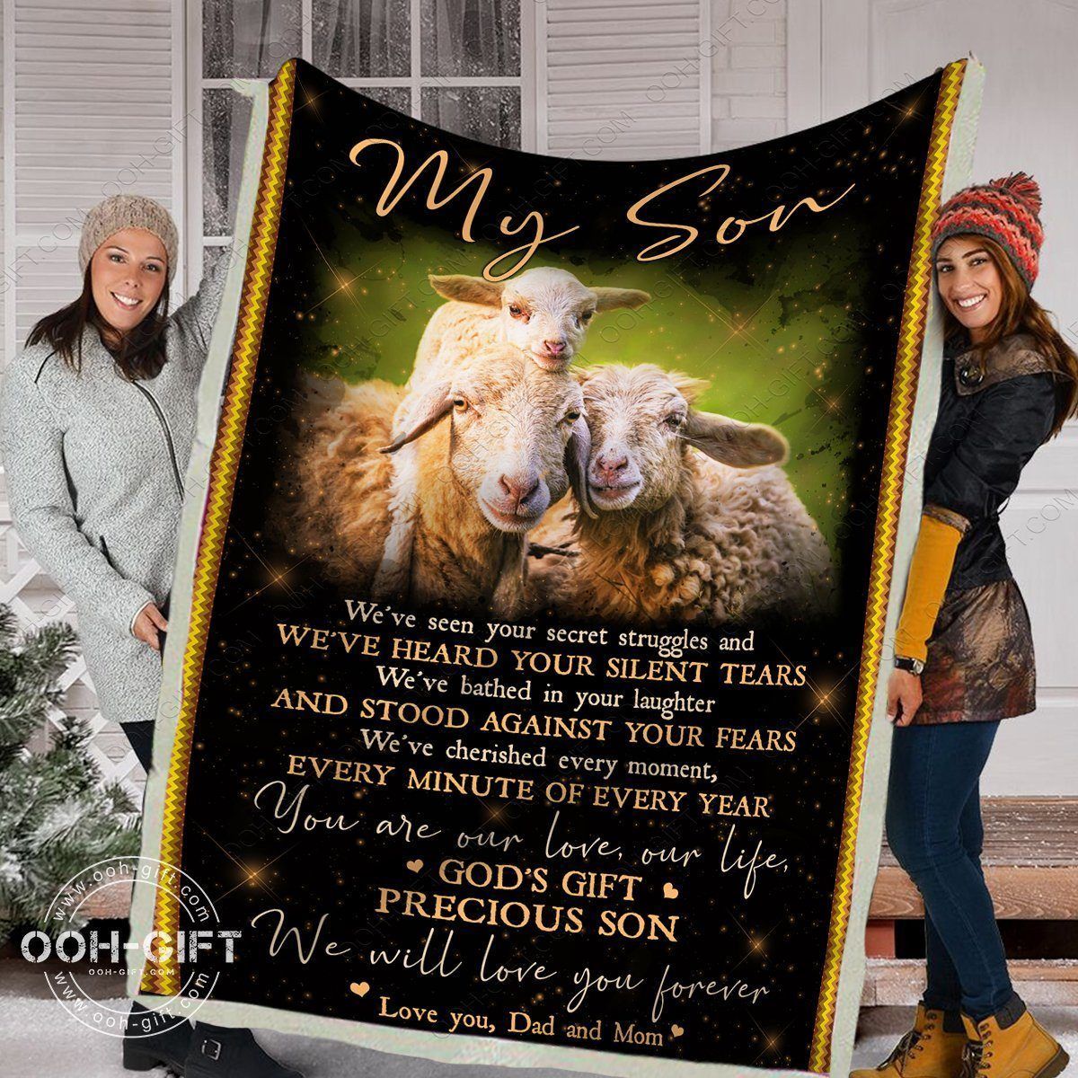 Son Love You Dad And Mom Sherpa Fleece Blanket