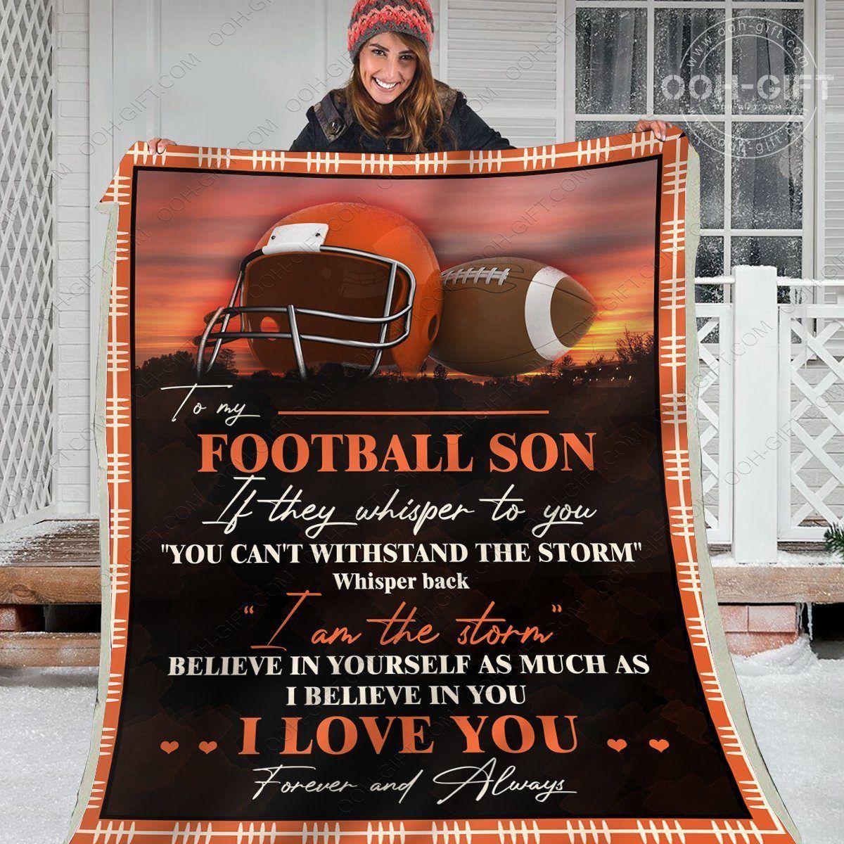 Son My Football Son Sherpa Fleece Blanket