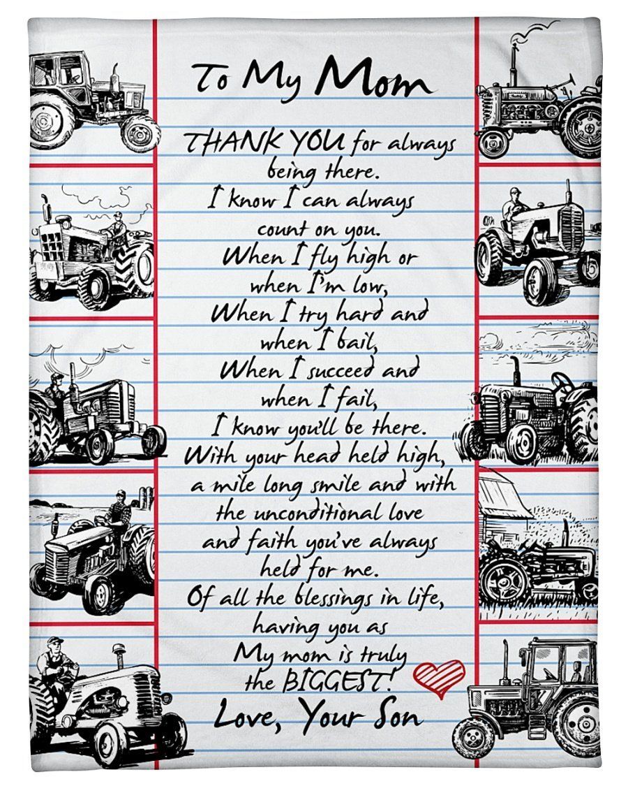 Son To Farmer Mom Thanks For Always Being There Fleece Blanket Fleece Blanket