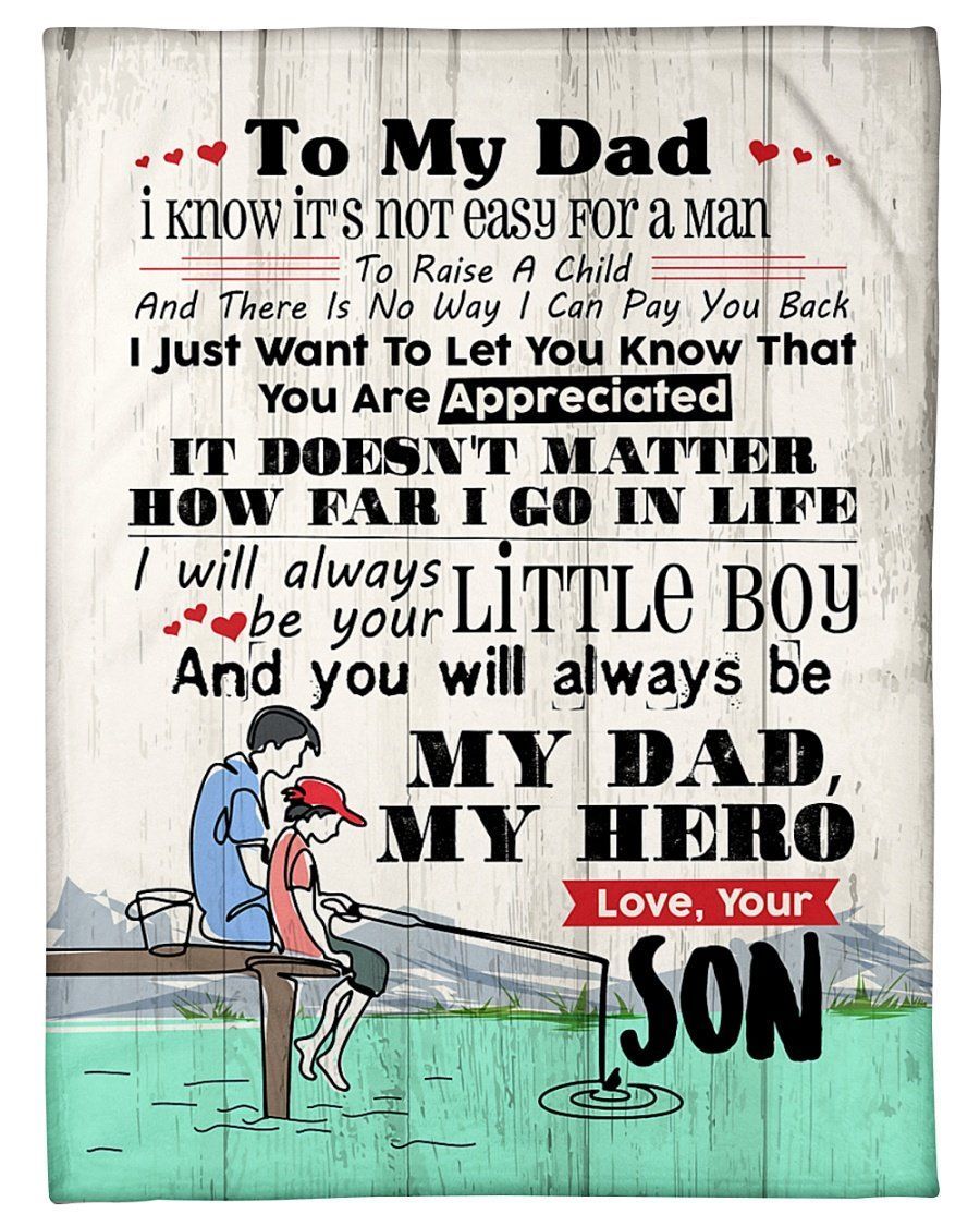 Son To Fishing Dad You’ll Always Be My Hero Fleece Blanket Fleece Blanket