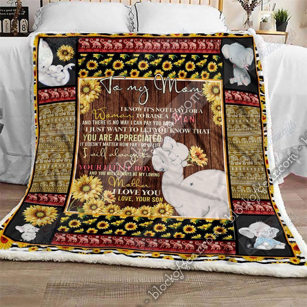 Son To Mom Elephant I Love You Fleece Blanket