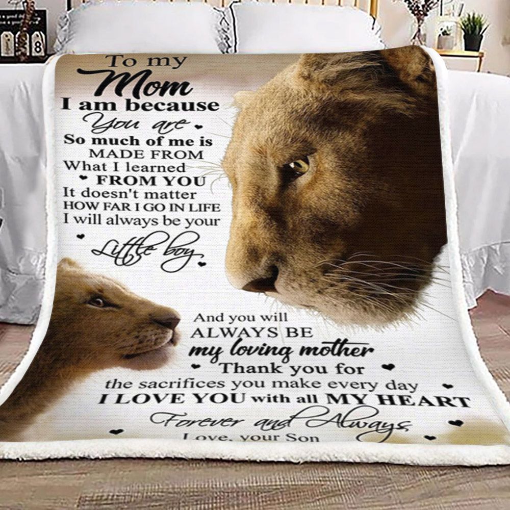 Son To Mom Lion Sherpa Fleece Blanket