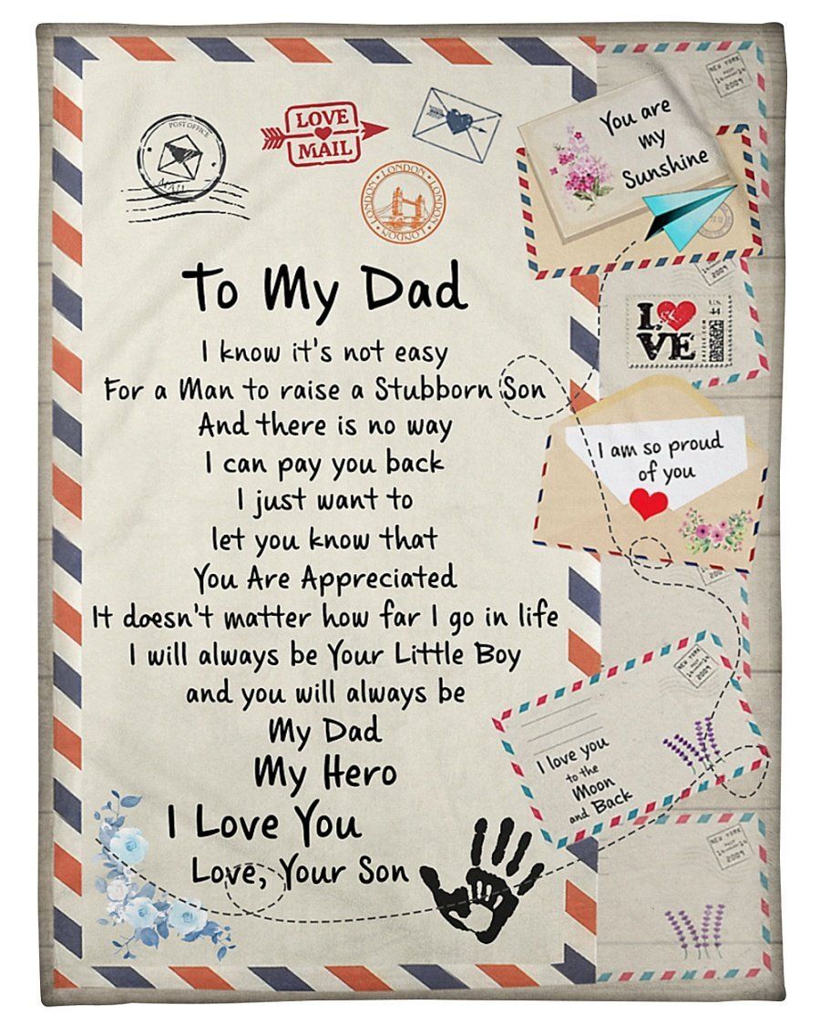 Son To My Dad You Are Appreciated Air Mail Envelop Fleece Blanket Fleece Blanket
