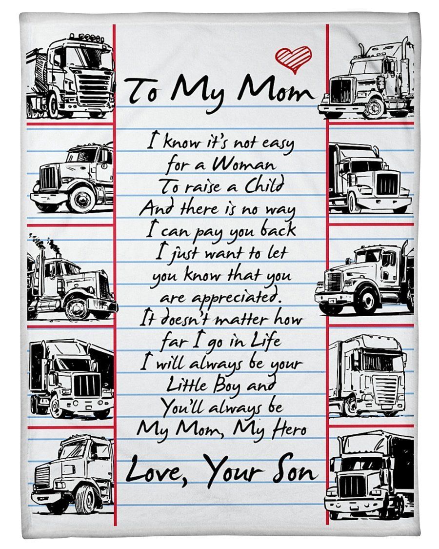 Son To Trucker Mom You’ll Always Be My Mom Fleece Blanket Fleece Blanket