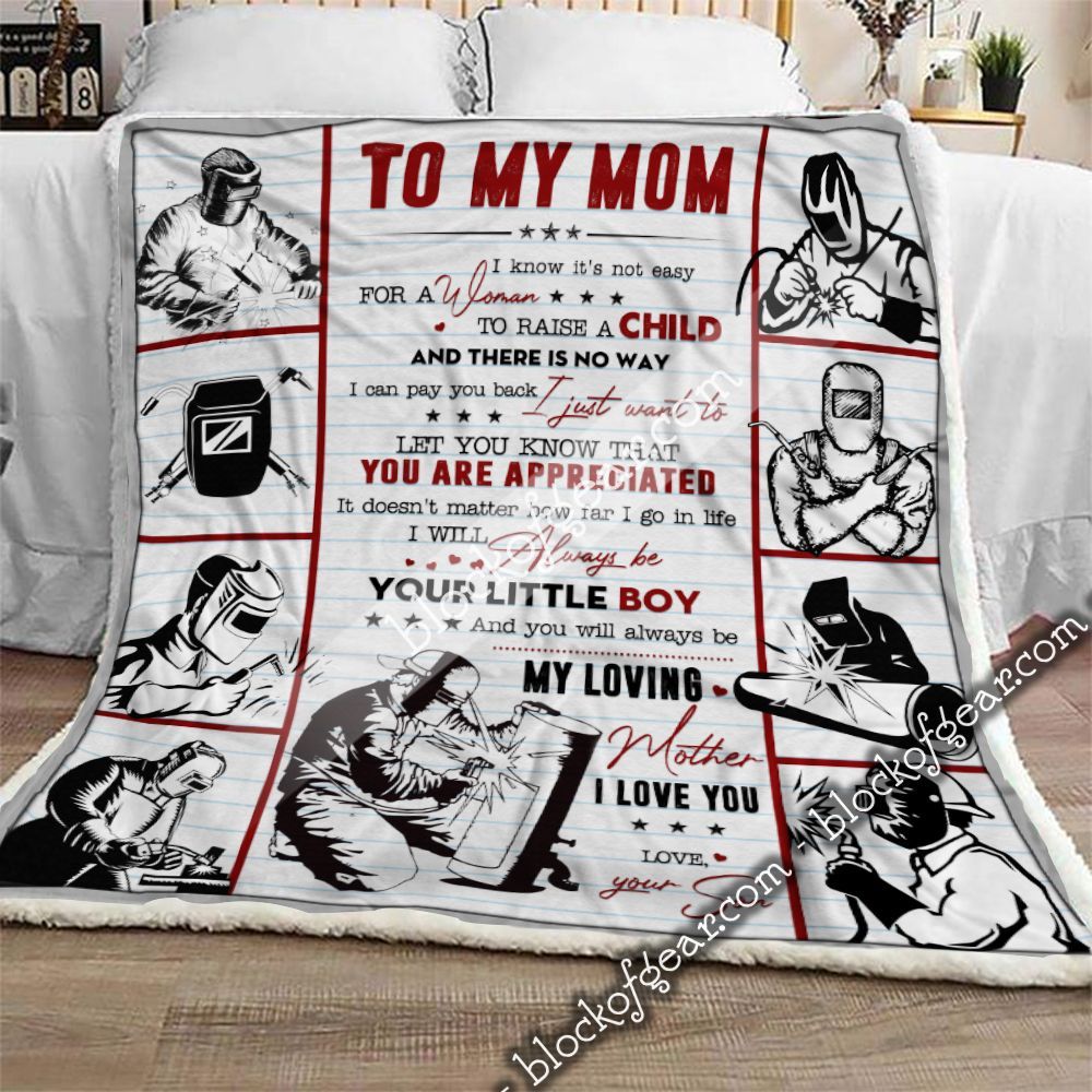 Son To Welder Mom My Loving Sherpa Fleece Blanket