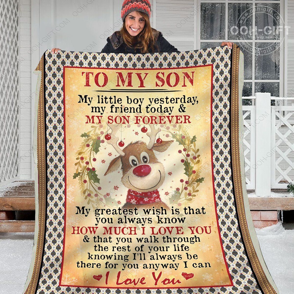Son Xmas I Love You Sherpa Fleece Blanket