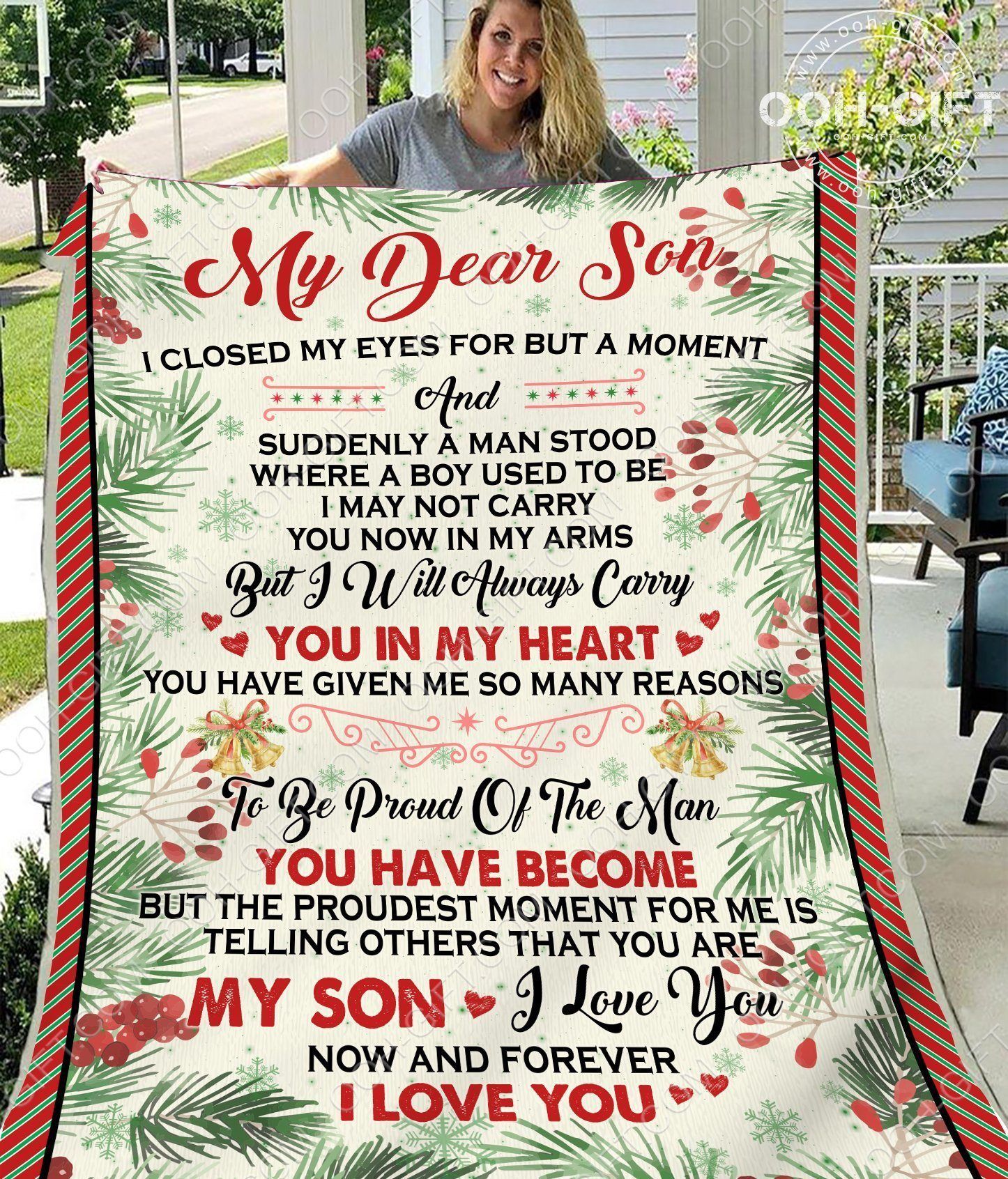 Son Xmas I Love You Now And Forever Sherpa Fleece Blanket