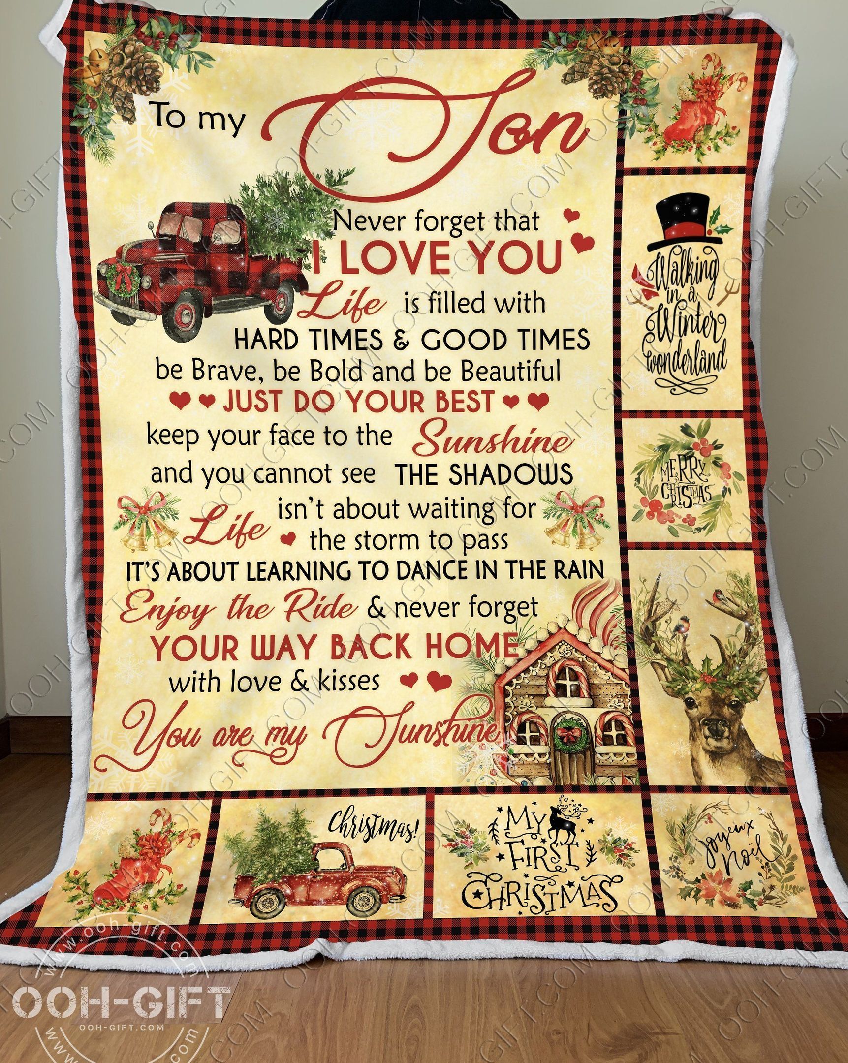 Son Xmas You Are My Sunshine Sherpa Fleece Blanket