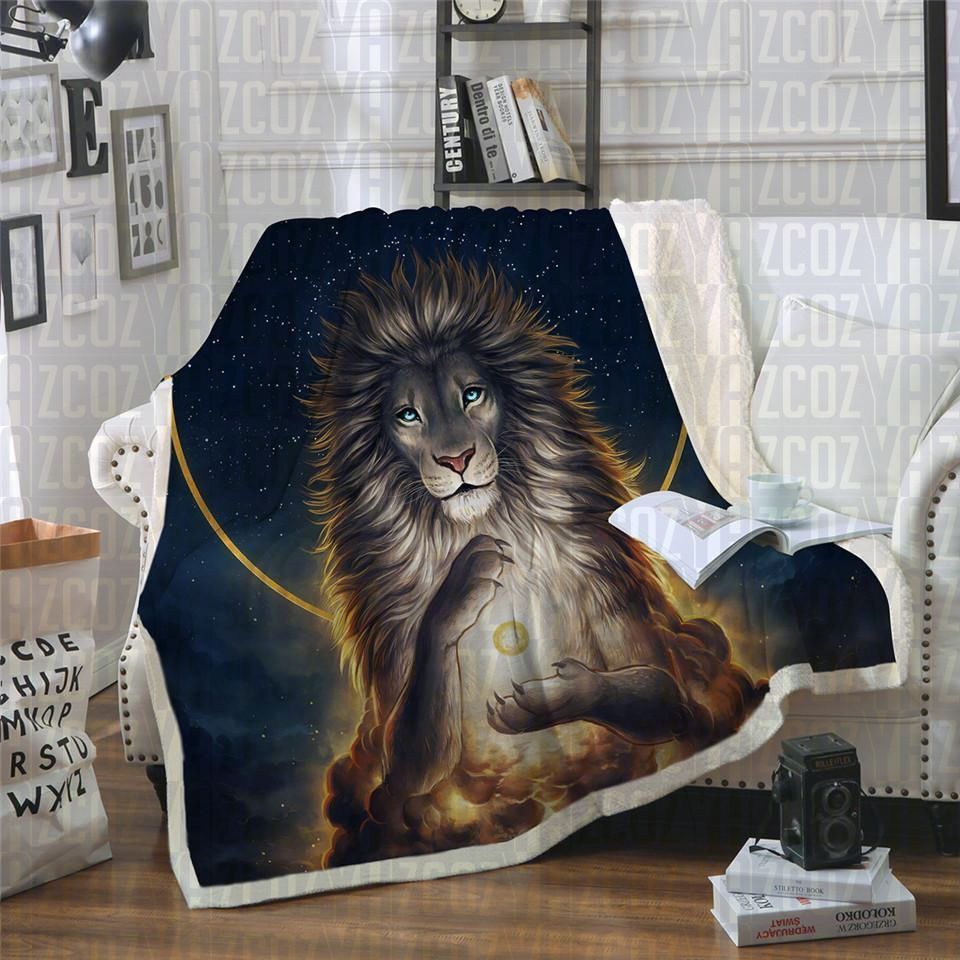 Soul Keeper Lion God In The Sky Sherpa Fleece Blanket