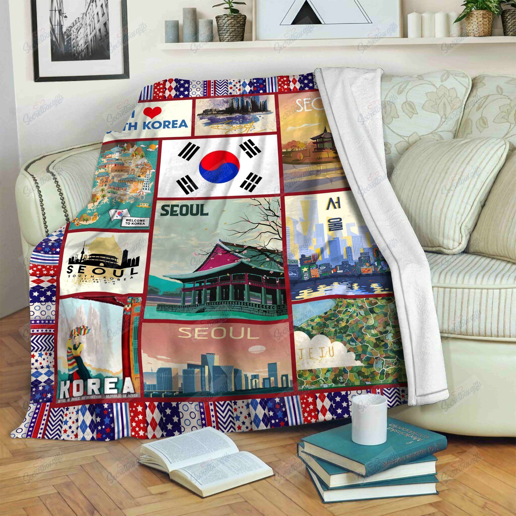 South Korea Seoul Fleece Blanket