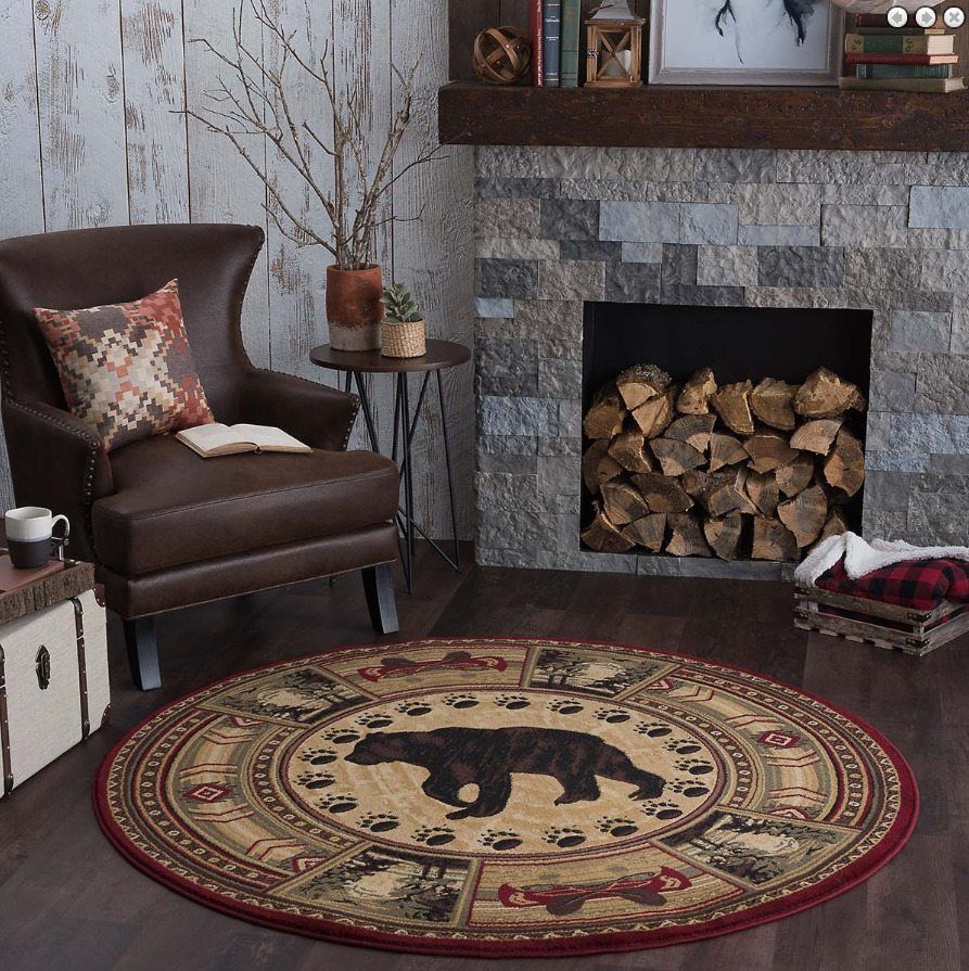 Southwestern Bear Forest Round Carpet