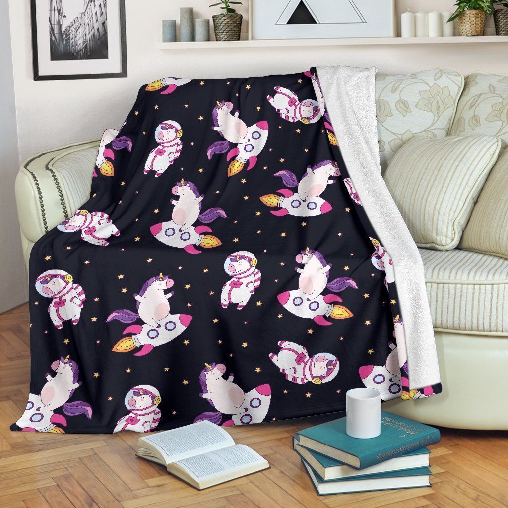 Space Astronaut Unicorn Sherpa Fleece Blanket