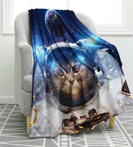 Space Cat Sherpa Fleece Blanket