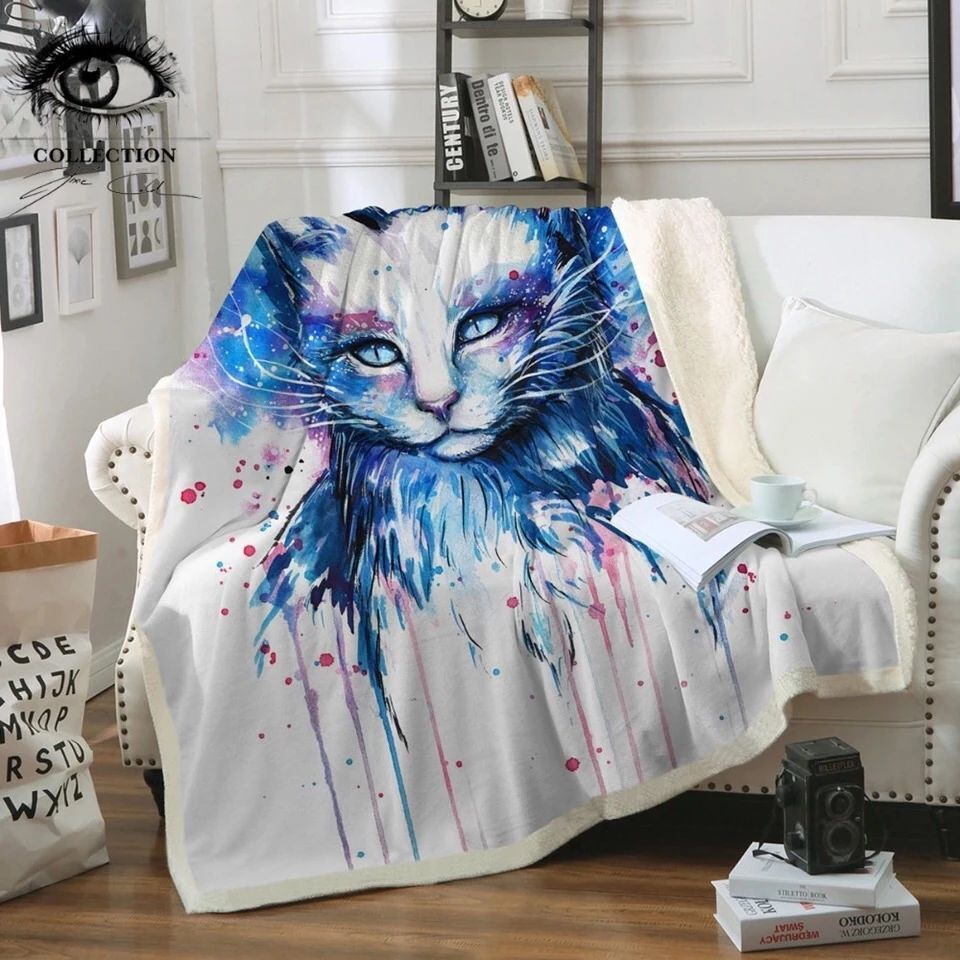 Space Cat Sherpa Fleece Blanket