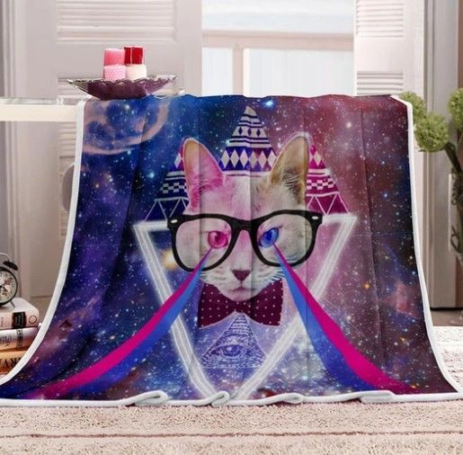 Space Cat Sherpa Fleece Blanket