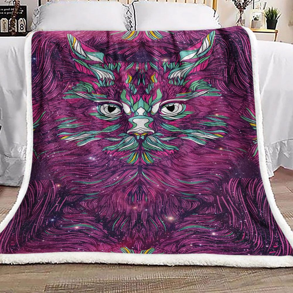 Space Cat Sherpa Fleece Blanket
