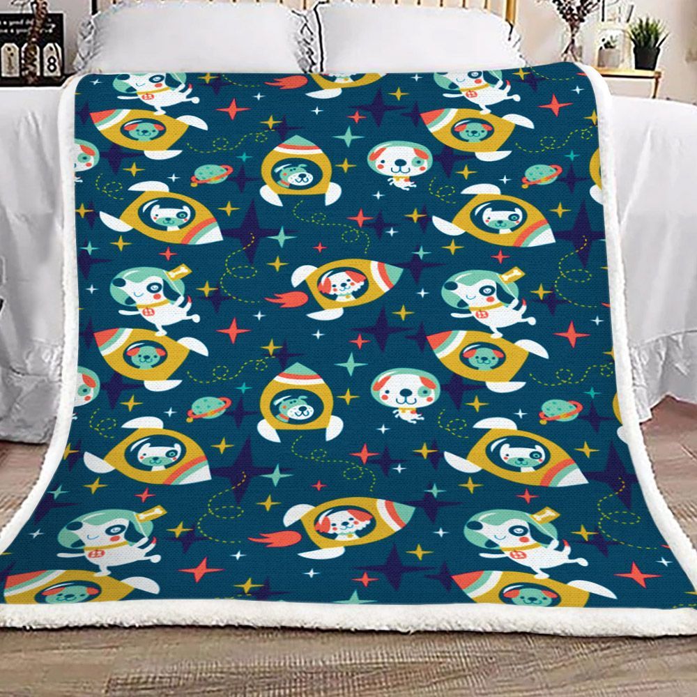 Space Dog Sherpa Fleece Blanket