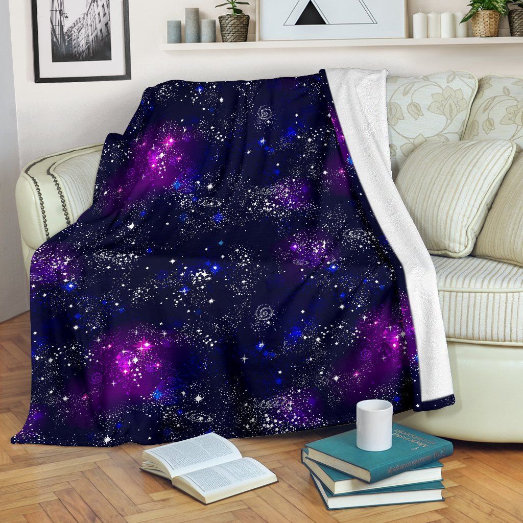 Space Galaxy Pattern Sherpa Fleece Blanket