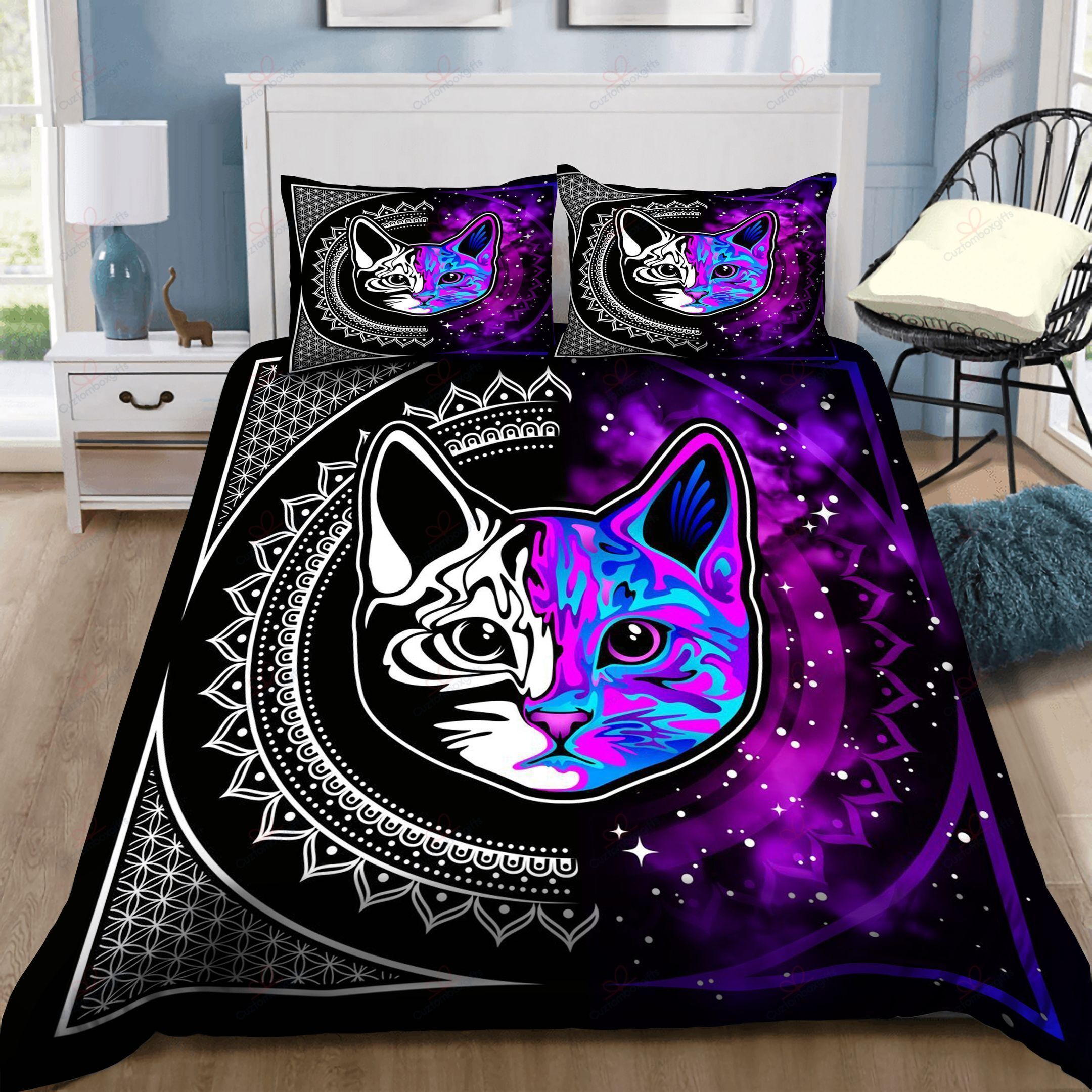 Space Kitty Cat Printed Bedding Set