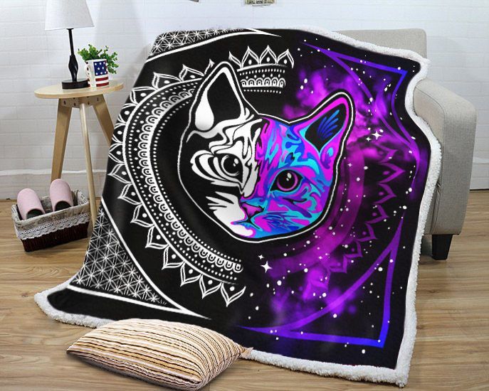 Space Kitty Sherpa Fleece Blanket
