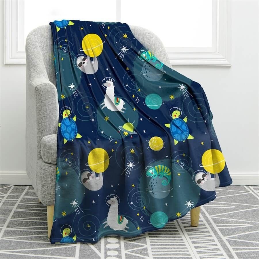 Space Llama Sherpa Fleece Blanket