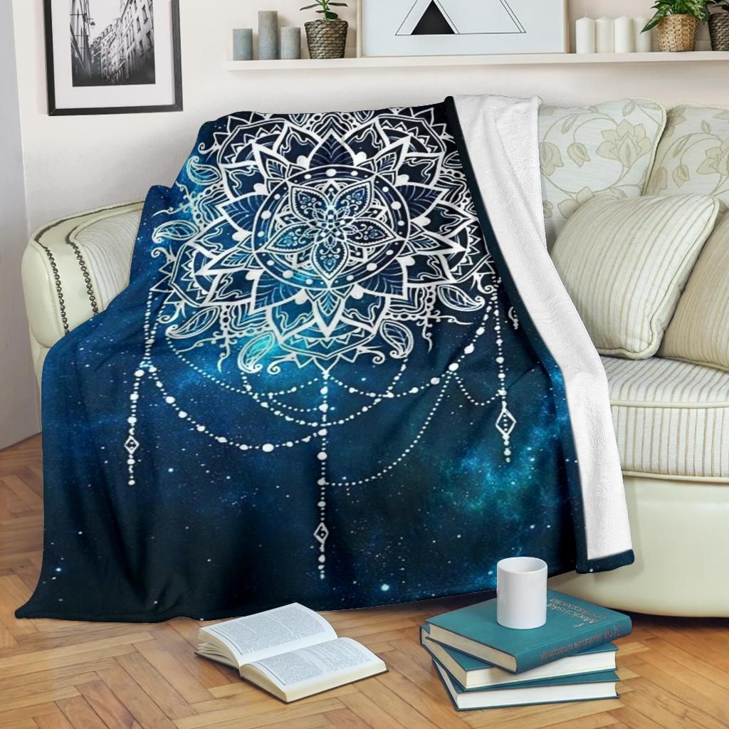 Space Mandala Sherpa Fleece Blanket