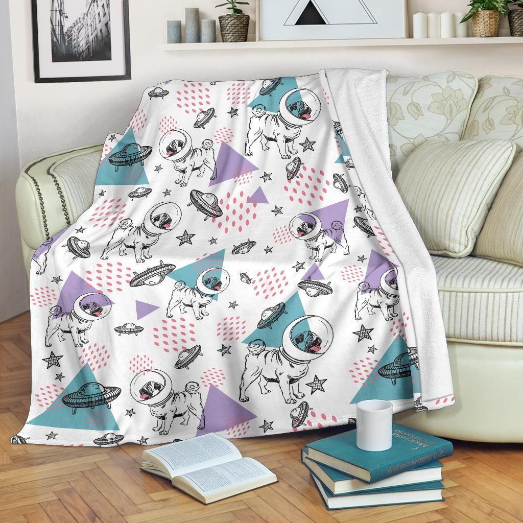 Space Pugs Sherpa Fleece Blanket