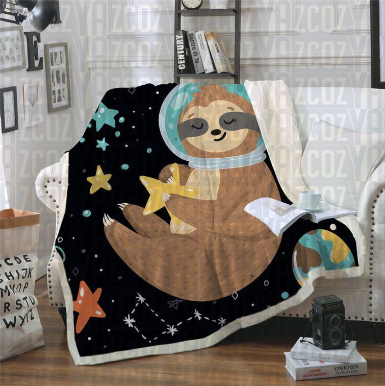 Space Sloth Sherpa Fleece Blanket