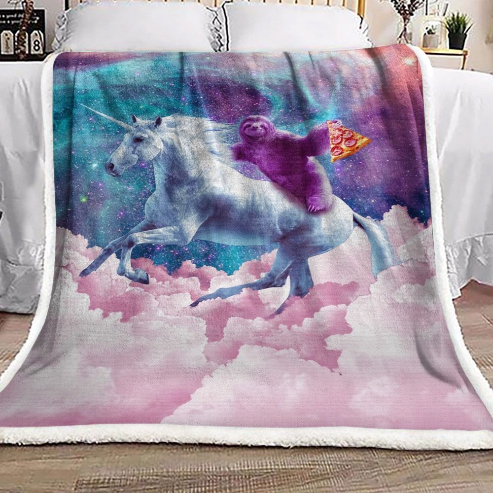 Space Sloth On Unicorn Sherpa Fleece Blanket