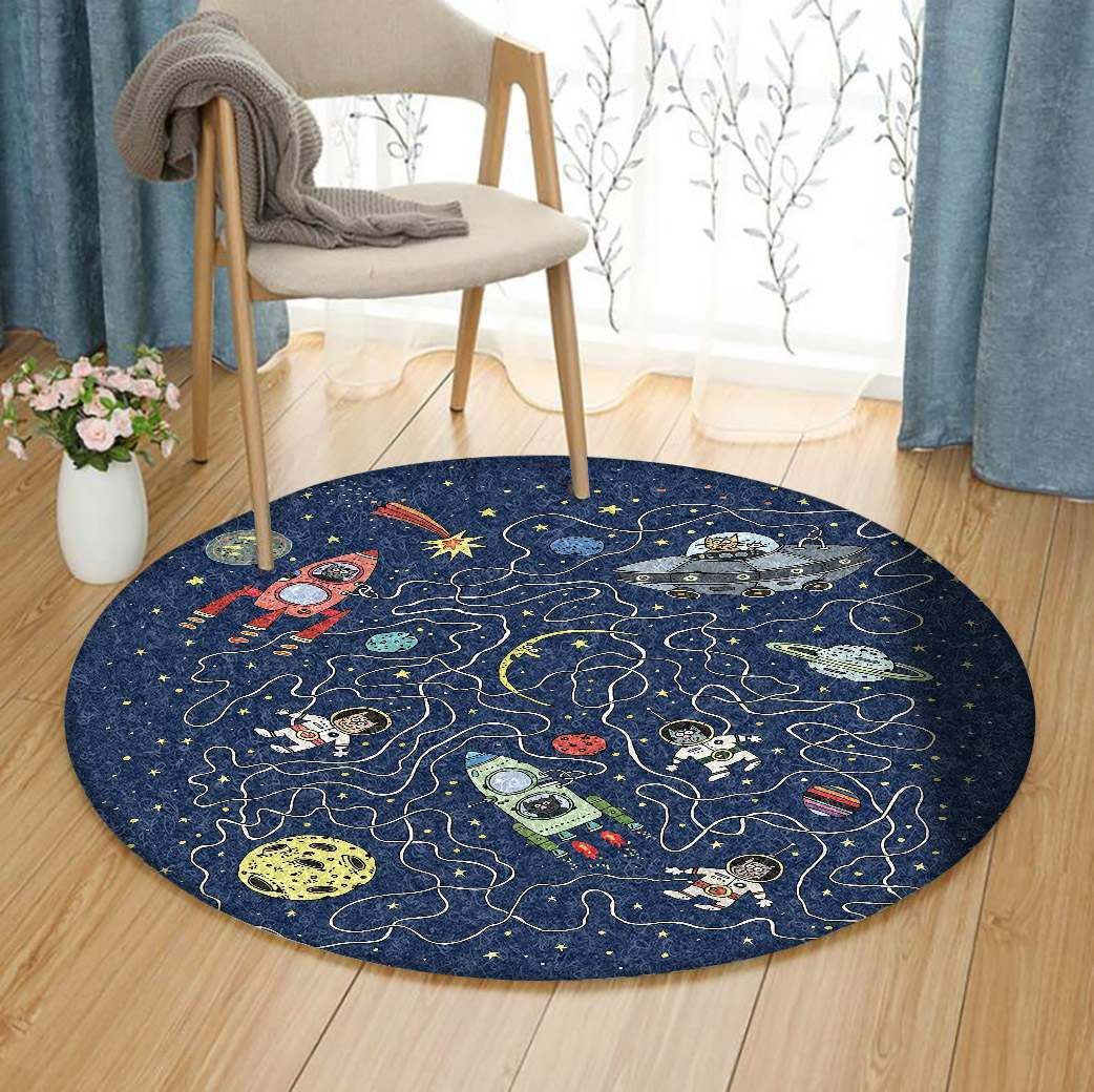 Space Travel Round Carpet