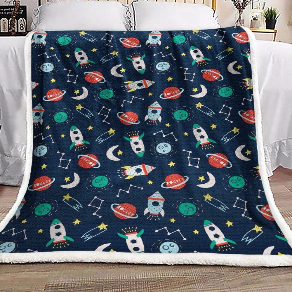 Spaceship Sherpa Fleece Blanket