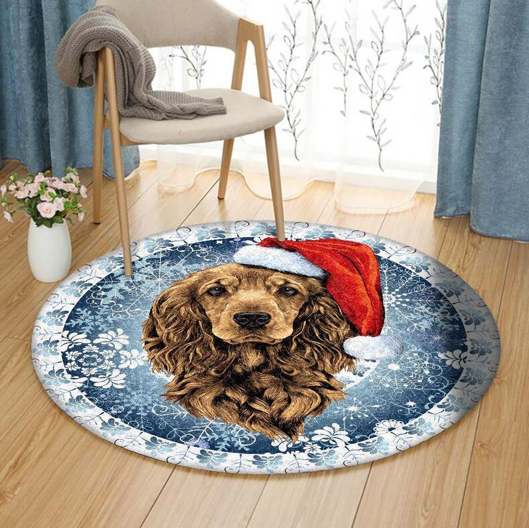 Spaniel Christmas Round Carpet